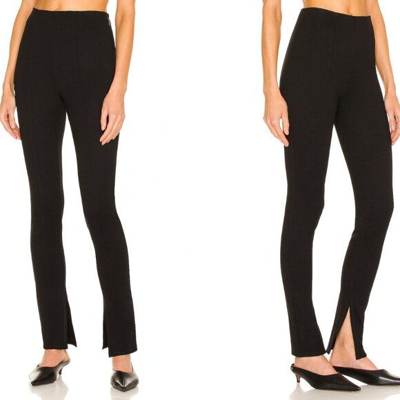 Anine Bing Black Max Pant Split Hem Ponte Stretch Knit Pintuck High Rise Size 32 - Picture 13 of 13